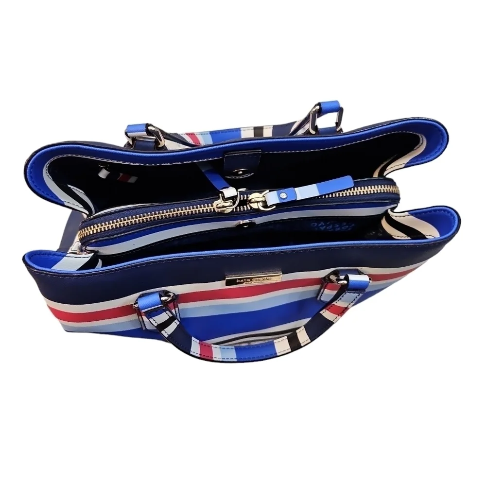 Kate Spade New York Evangelie Laurel Way Striped Satchel Crossbody Red White Blu